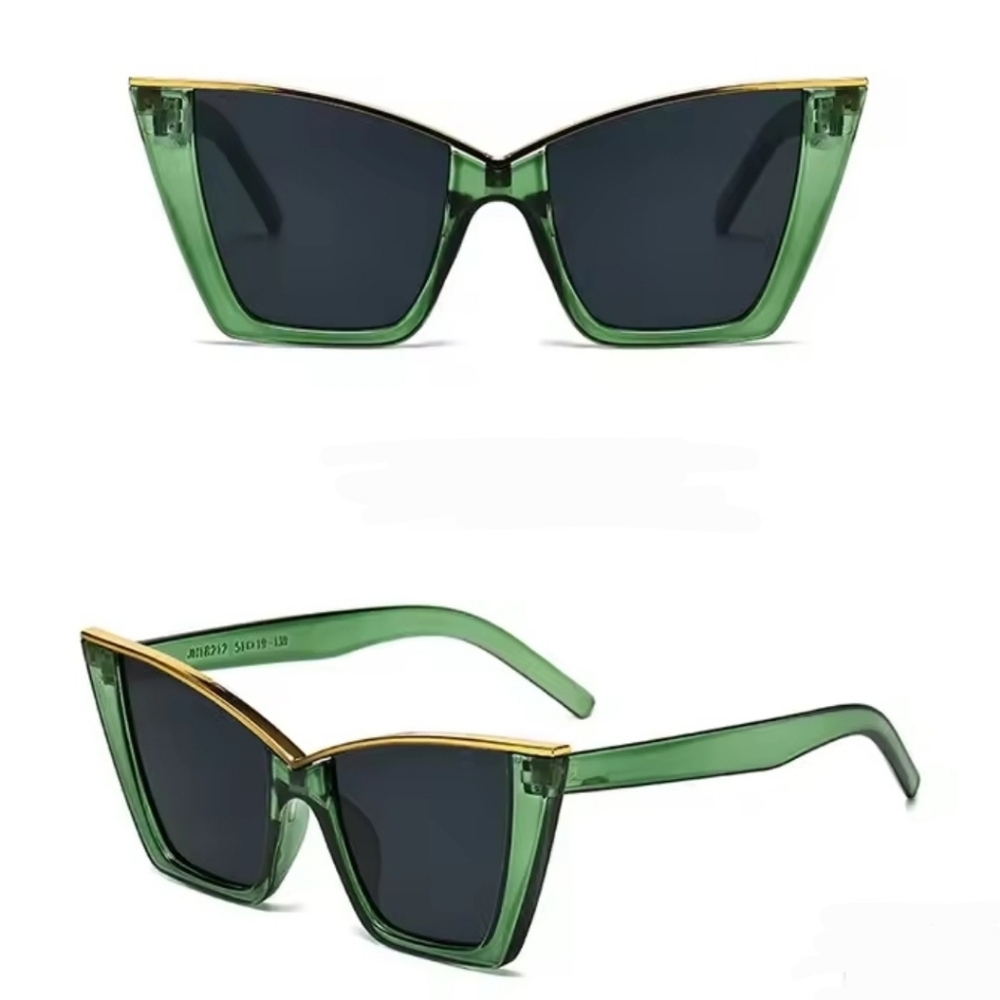 CHIC TRANSPARENT GREEN CATEYE SUNGLASSES